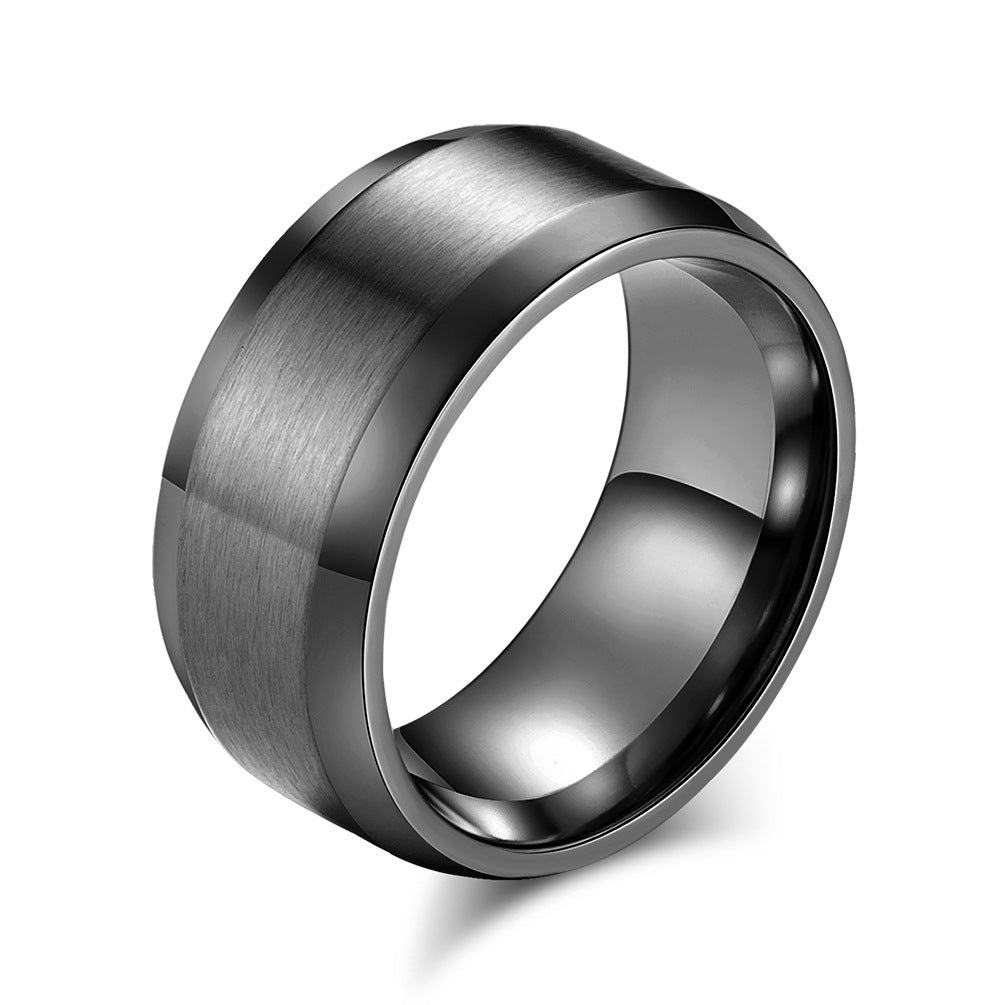 Matte Stainless Steel Ring – Gold-Plated Wide Brushed