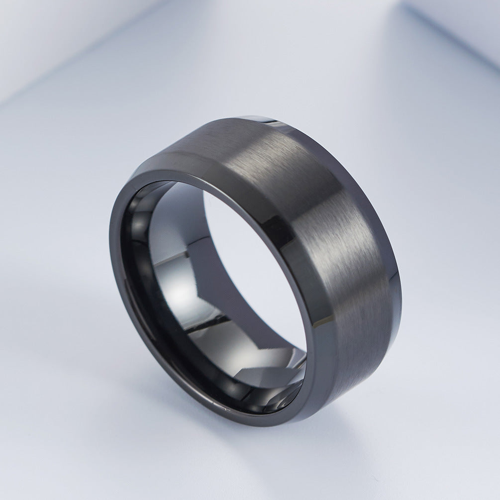 Matte Stainless Steel Ring – Gold-Plated Wide Brushed