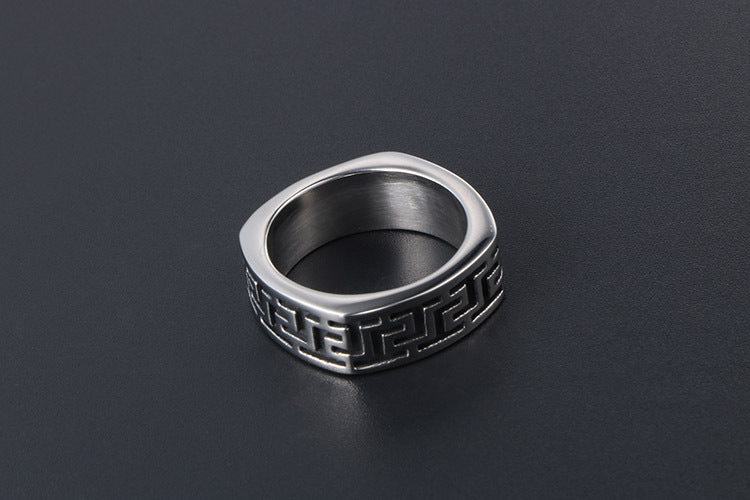 Great Wall Pattern Titanium Steel Ring For Men Domineering