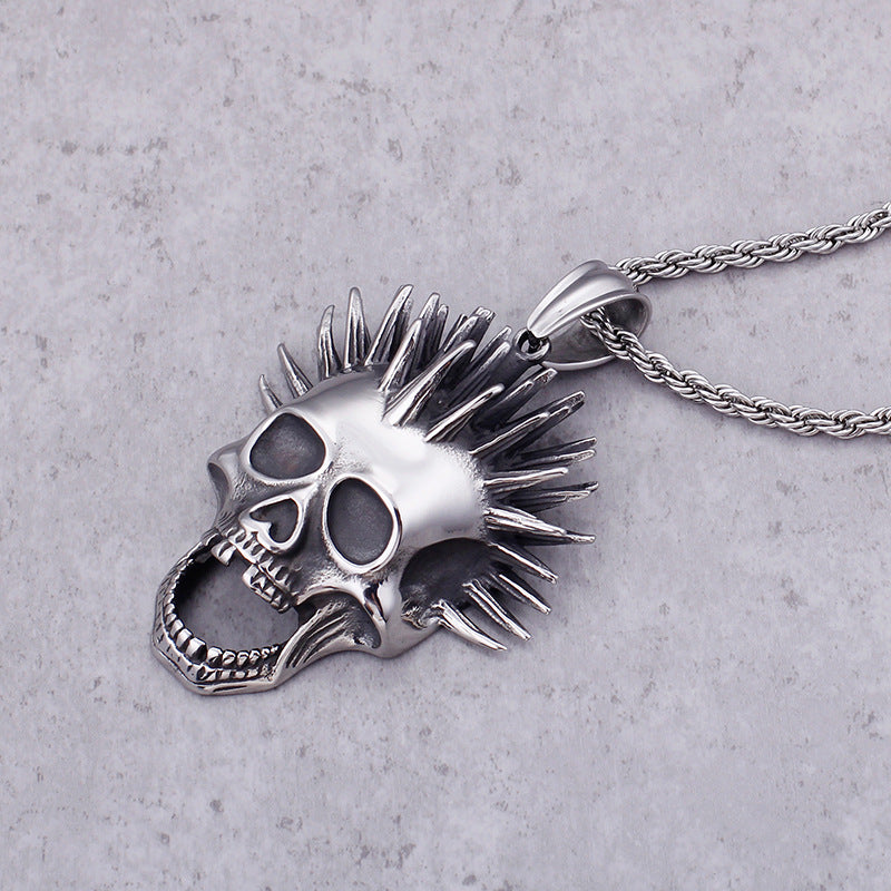 Exaggerated Ghost Head Punk Stainless Steel Pendant - Men's Gothic Jewelry