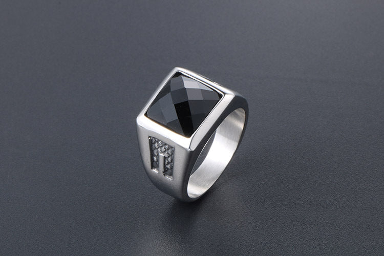 Retro Gemstone Ring Personalized Couple Titanium Steel