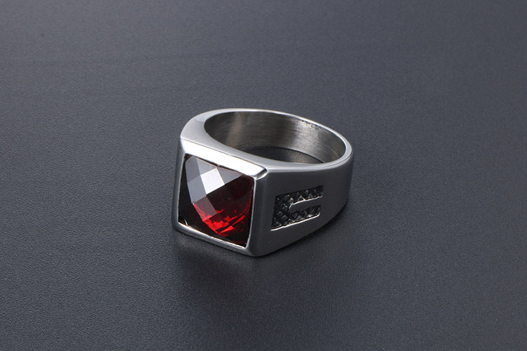 Retro Gemstone Ring Personalized Couple Titanium Steel