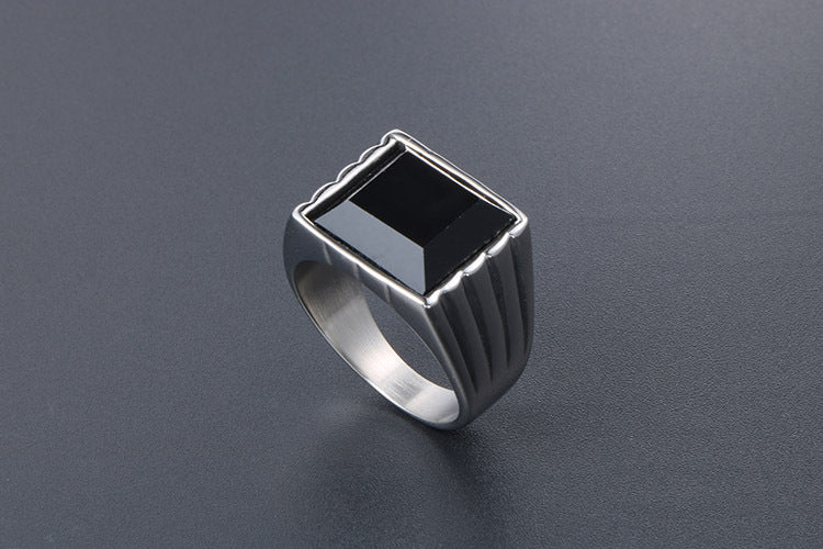 Titanium Steel Ring Red Black Zircon Hip Hop Ring For Men