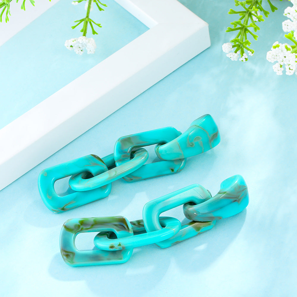 Chic Resin Drop Earrings with Metal Needles - Vienna Verve Collection