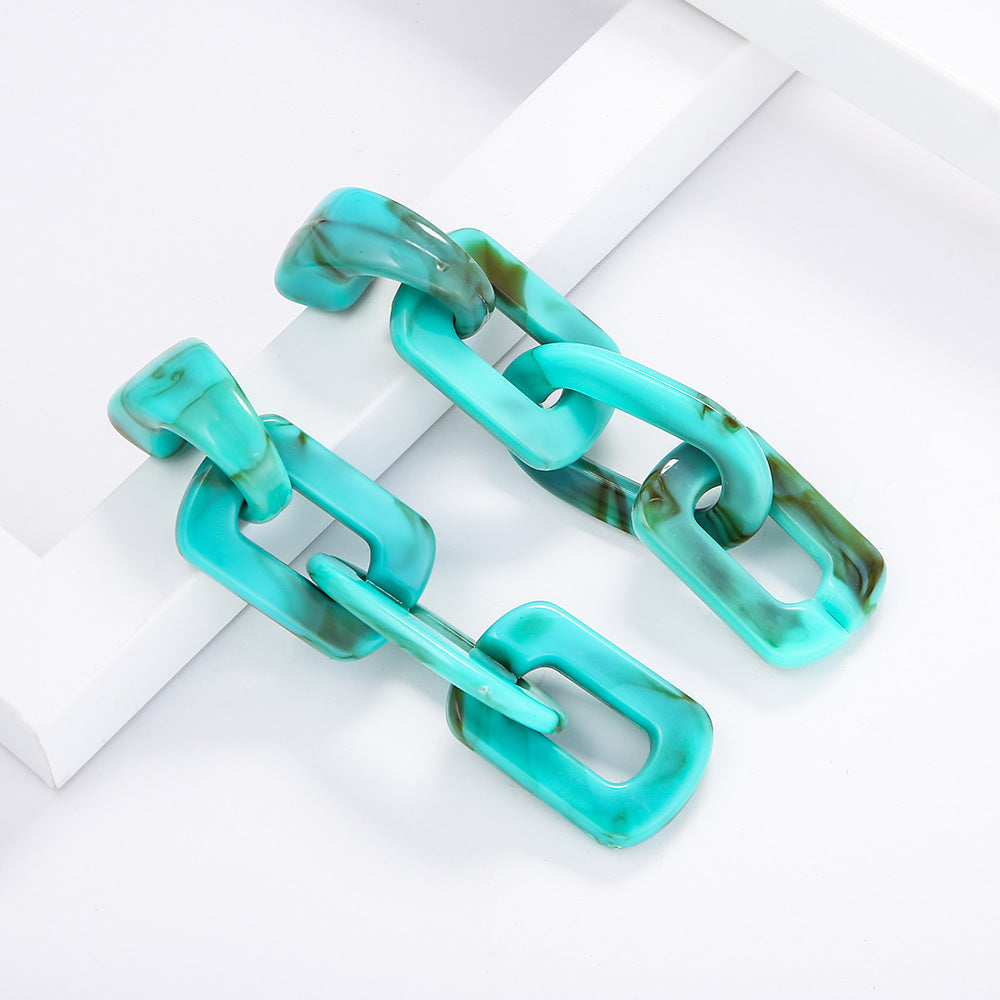 Chic Resin Drop Earrings with Metal Needles - Vienna Verve Collection