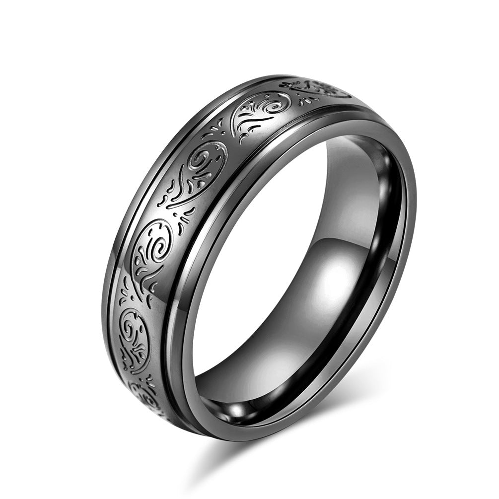 Pattern Stainless Steel Wedding Engagement Ring – Couple