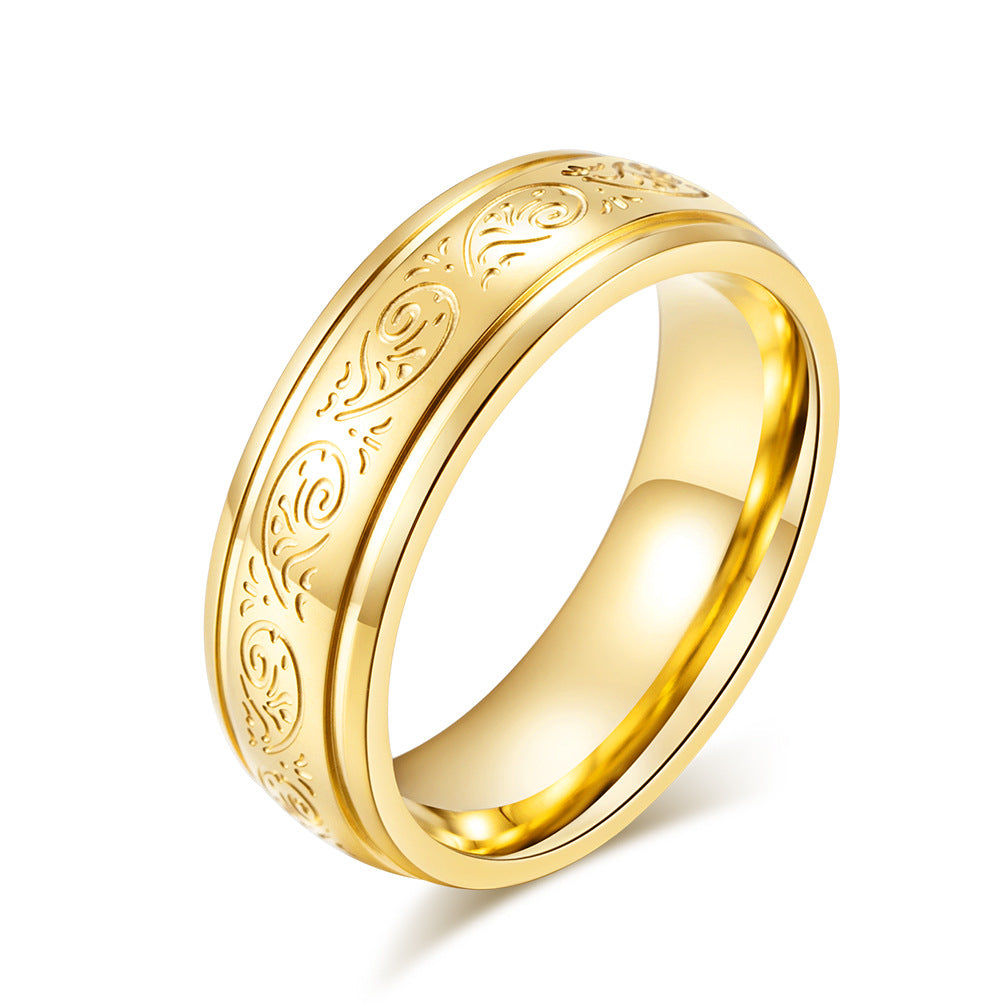Pattern Stainless Steel Wedding Engagement Ring – Couple