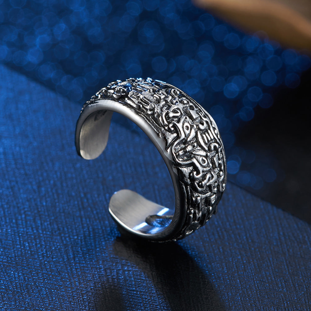 Antique Animal Motif Fortune Stainless Steel Ring for Men