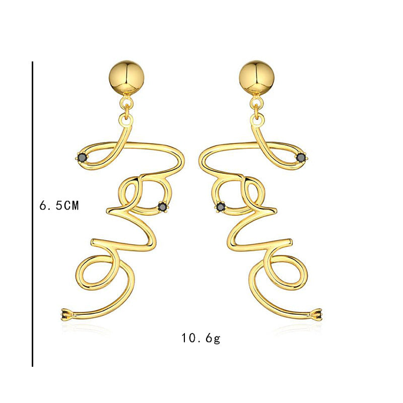 Cross-Border LOVE Letter Alloy Earrings for Valentine's Day
