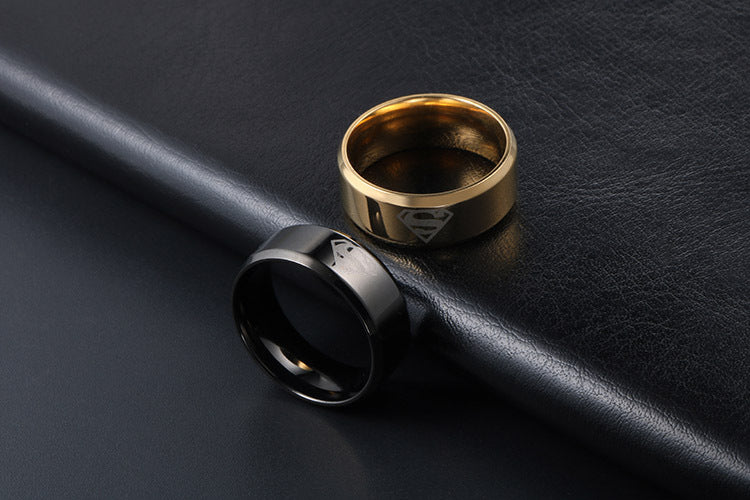 Titanium Steel Superman Fashion Ring for Men and Women - Stylish Index Finger Accessory