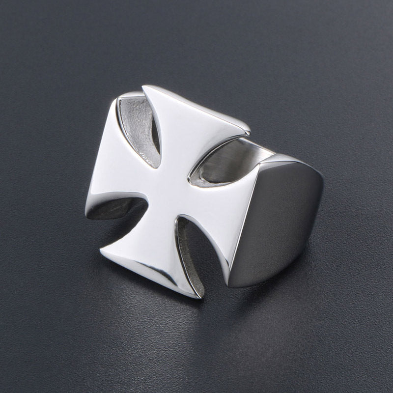 Sleek Cross-Shaped Titanium Steel Ring for Trendy Men and Women