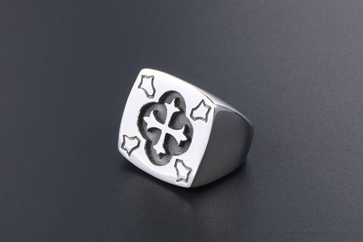 Personalized Exaggerated Vintage Cross Titanium Steel Ring