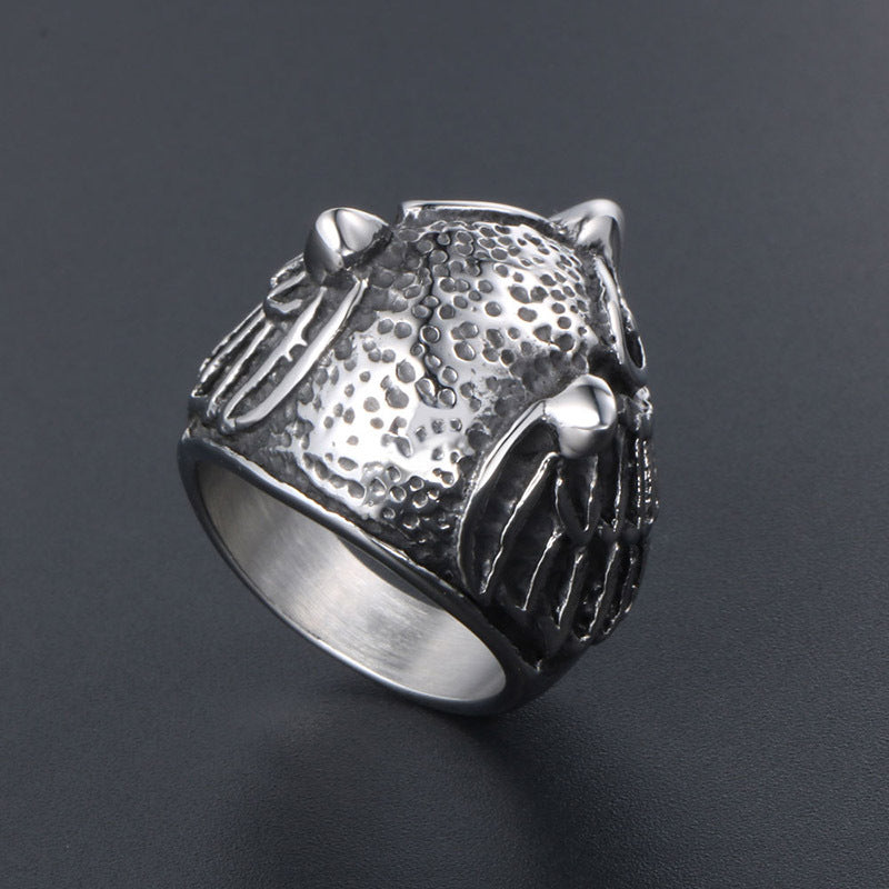 Titanium Steel Retro Owl Ring for Couples - Creative Exaggerated Jewelry for Men