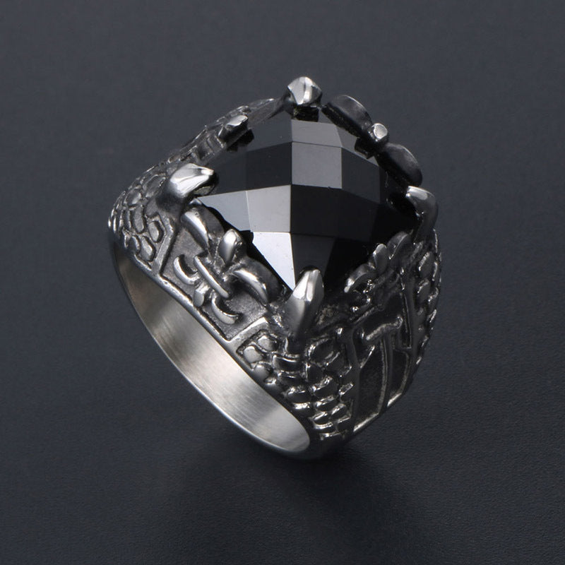 Titanium Steel Punk Zircon Ring for Men - Trendy Wholesale Jewelry Accessories