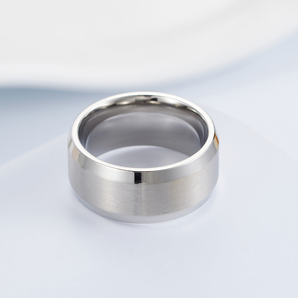 Matte Stainless Steel Ring – Gold-Plated Wide Brushed