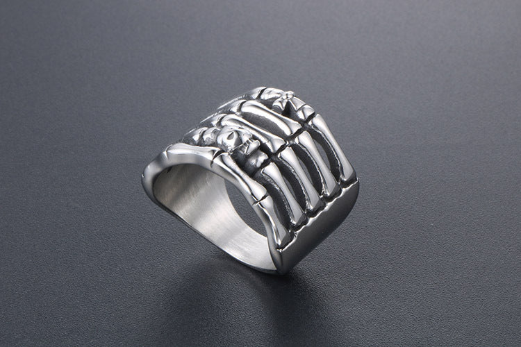 Titanium Steel Ghost Hand Ring Men Punk Fashion Jewelry