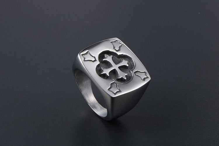 Personalized Exaggerated Vintage Cross Titanium Steel Ring