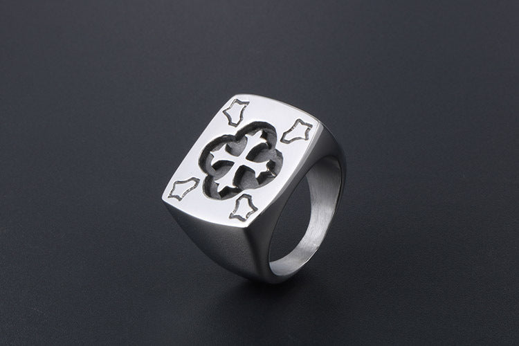 Personalized Exaggerated Vintage Cross Titanium Steel Ring