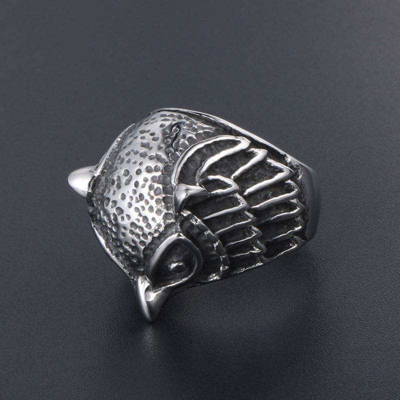 Titanium Steel Retro Owl Ring for Couples - Creative Exaggerated Jewelry for Men