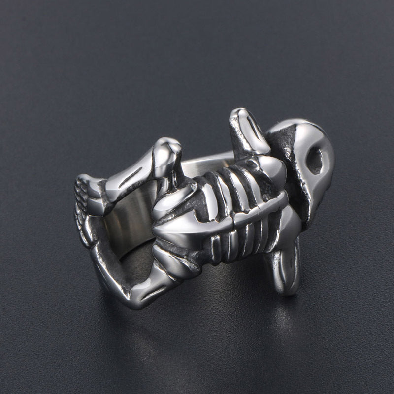Titanium Steel Skull Ring for Men - Trendy Hip-Hop Fashion Accessory, Wholesale Jewelry