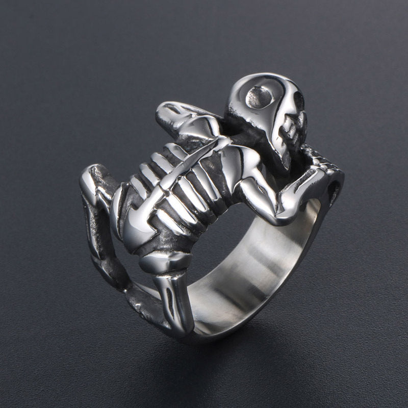 Titanium Steel Skull Ring for Men - Trendy Hip-Hop Fashion Accessory, Wholesale Jewelry