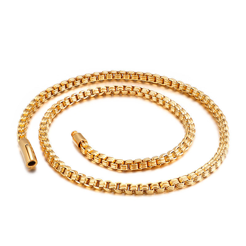 Popular 6mm Gold Square Pearl Chain, Stainless Steel Necklace Factory Direct Sales