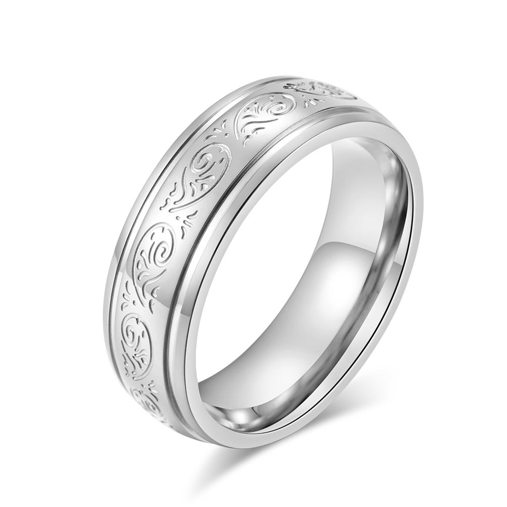 Pattern Stainless Steel Wedding Engagement Ring – Couple