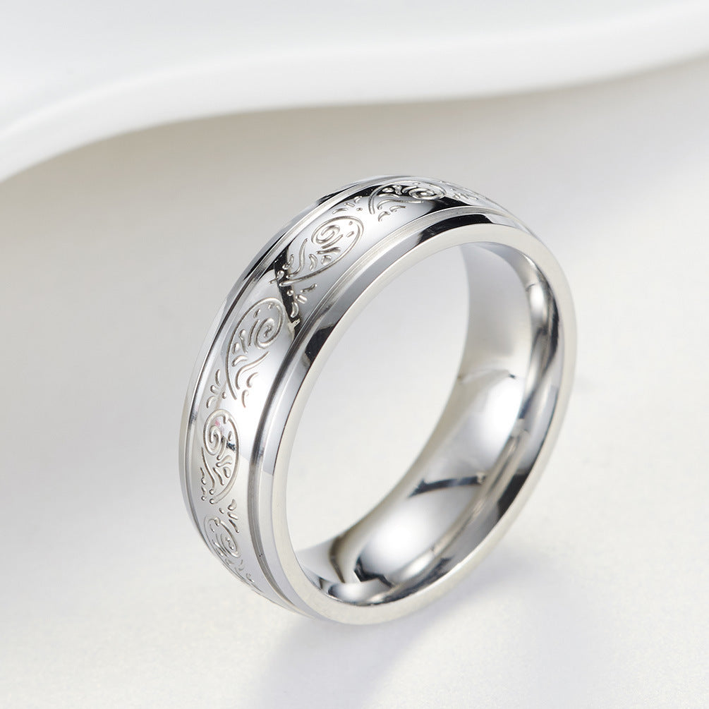 Pattern Stainless Steel Wedding Engagement Ring – Couple