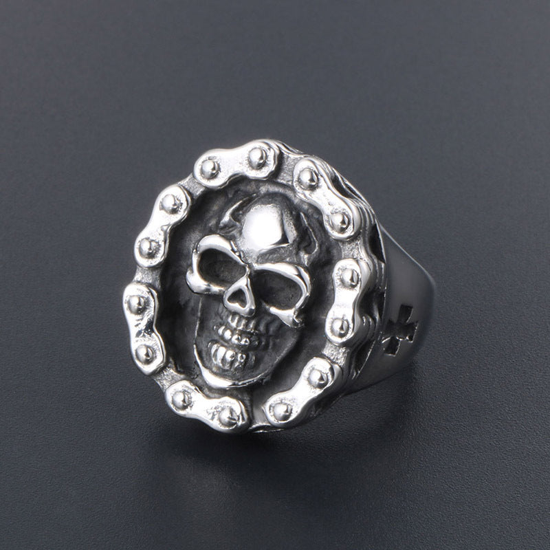 Vintage-Inspired Titanium Steel Skull Ring for Men - Personalized Hip-Hop Soil Jewelry