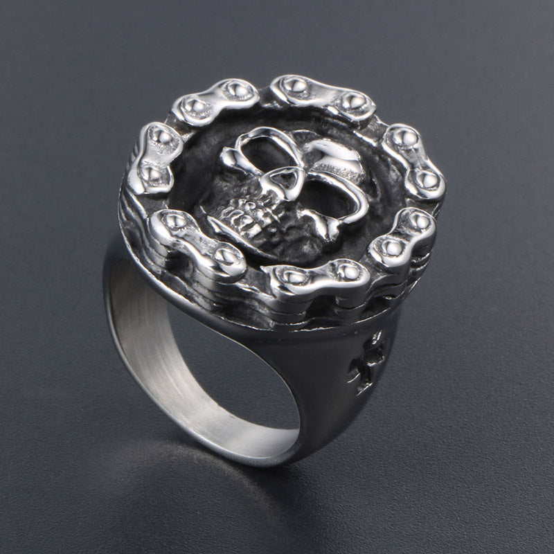 Vintage-Inspired Titanium Steel Skull Ring for Men - Personalized Hip-Hop Soil Jewelry