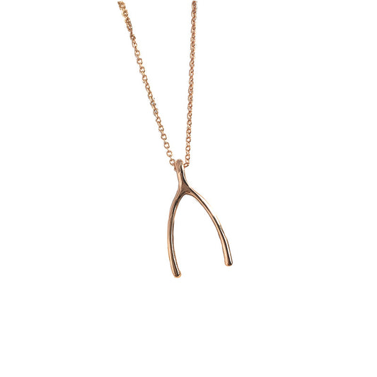 Gold-Plated Wishing Bone Necklace - Elegant Couple Gift with Versatile Style