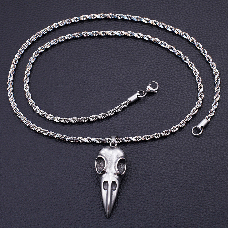 Skull Bird Head Stainless Steel Pendant for Men, Unique Gothic Jewelry