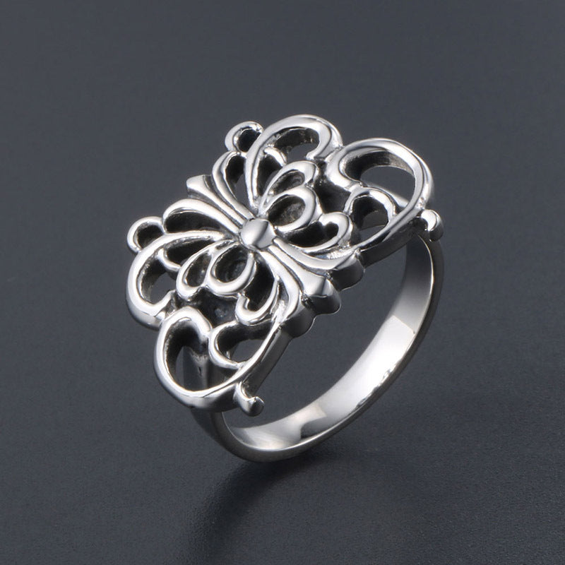 Vintage Mori Butterfly Titanium Steel Ring for Trendy Girls, Adorable Animal Jewelry