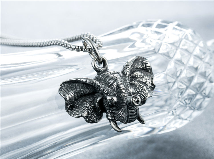 Planderful Elephant Titanium Steel Pendant Necklace for Unisex Protection and Auspicious Style