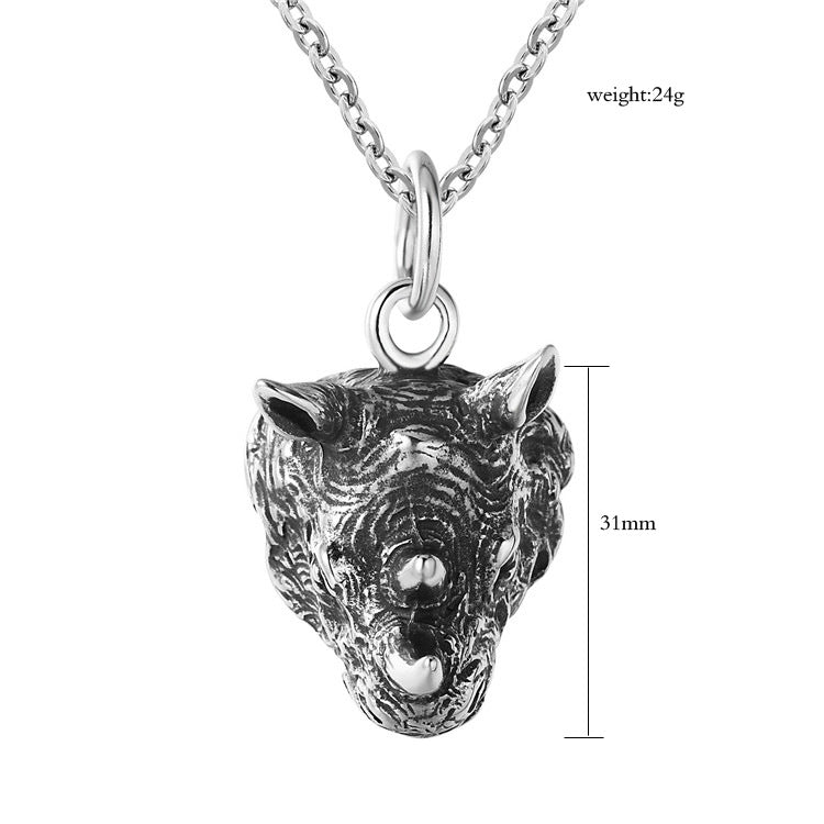 Planderful Rhino Pendant Necklace Titanium Steel Unisex Personalized Protection Statement