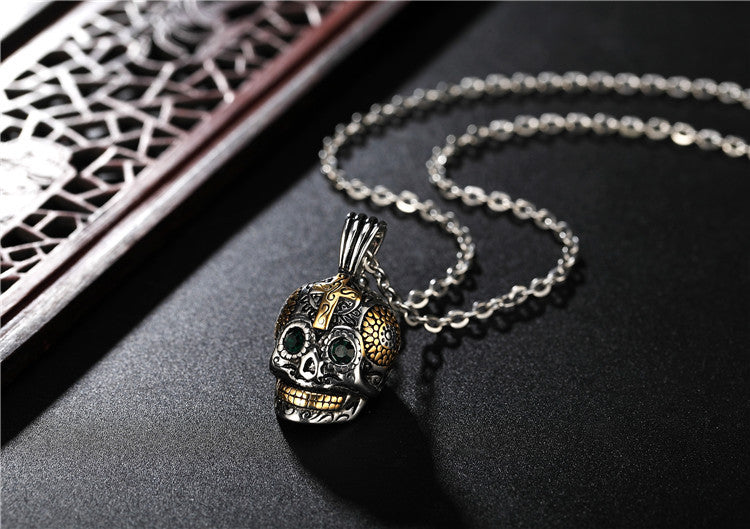 Day of the Dead Skull Titanium Steel Pendant Necklace