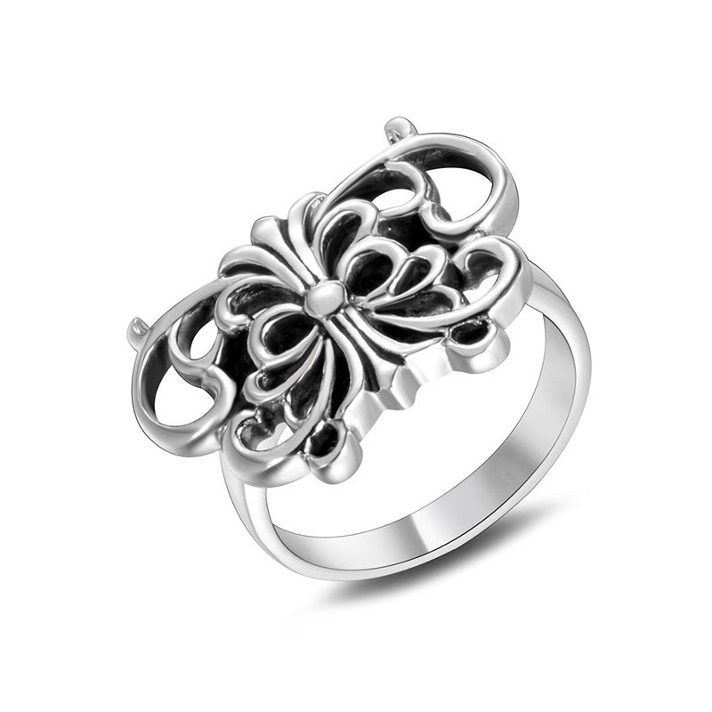 Vintage Mori Butterfly Titanium Steel Ring for Trendy Girls, Adorable Animal Jewelry