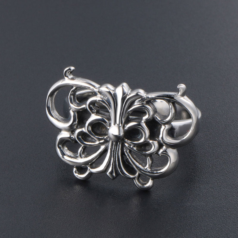 Vintage Mori Butterfly Titanium Steel Ring for Trendy Girls, Adorable Animal Jewelry