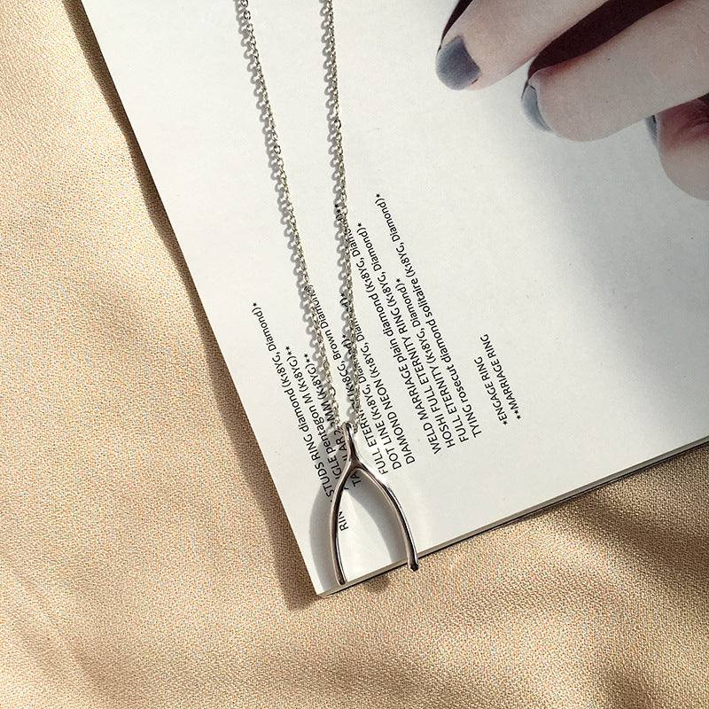 Gold-Plated Wishing Bone Necklace - Elegant Couple Gift with Versatile Style