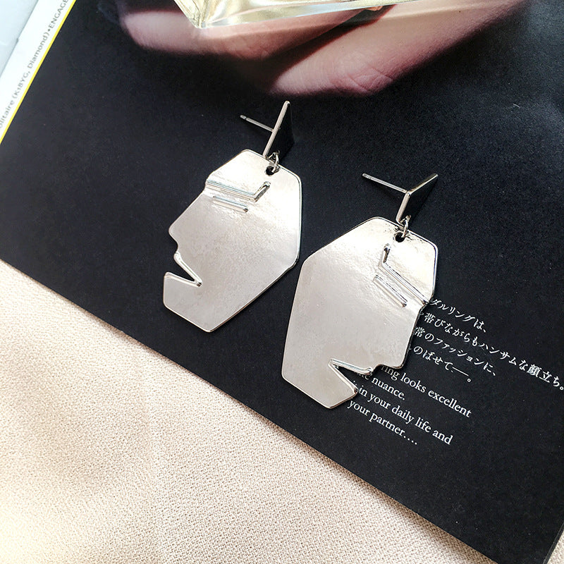 Exaggerated Abstract Portrait Alloy Earrings with a Touch of Creativity