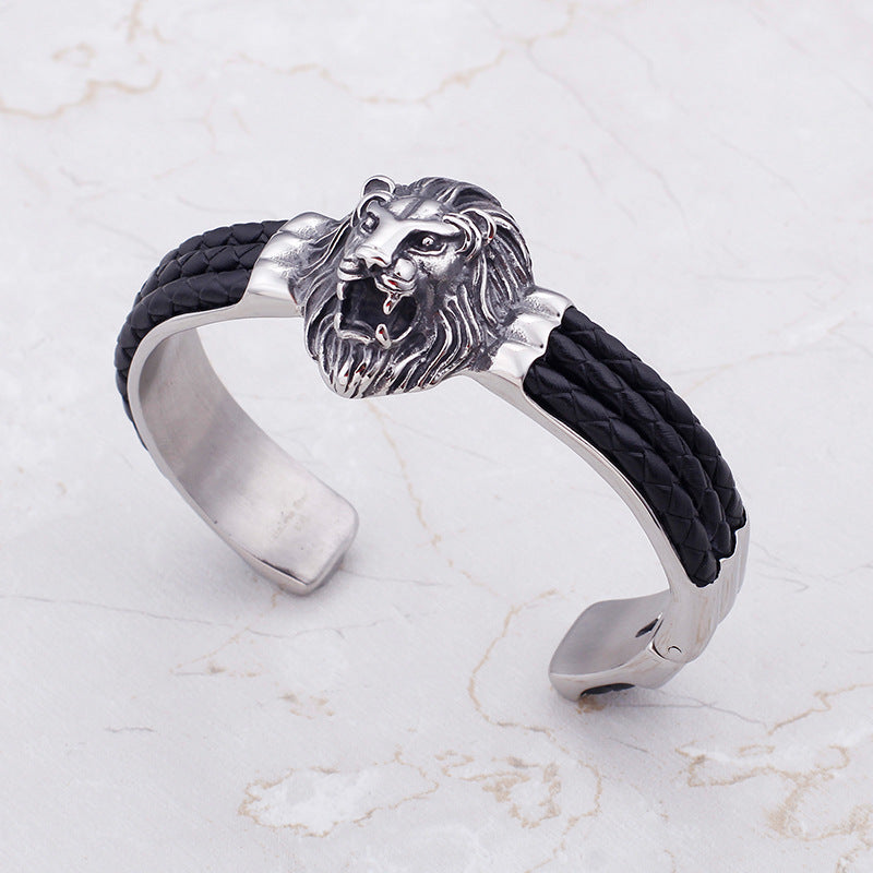 – Stainless Steel Lion Head Men's Titanium Steel Bracelet