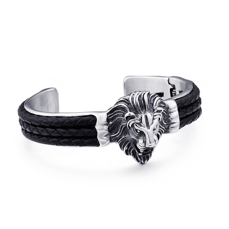 – Stainless Steel Lion Head Men's Titanium Steel Bracelet