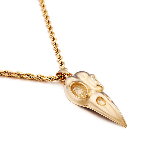 Skull Bird Head Stainless Steel Pendant for Men, Unique Gothic Jewelry