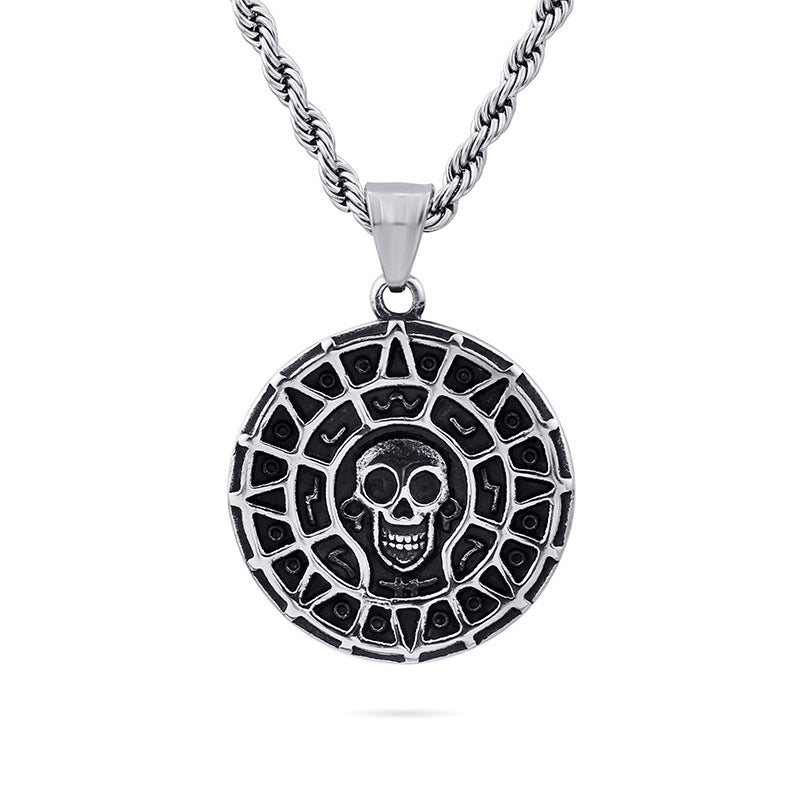 Men's Stainless Steel Punk Skull Pendant - Pirates of the Caribbean Inspired Ghost Head Jewelry