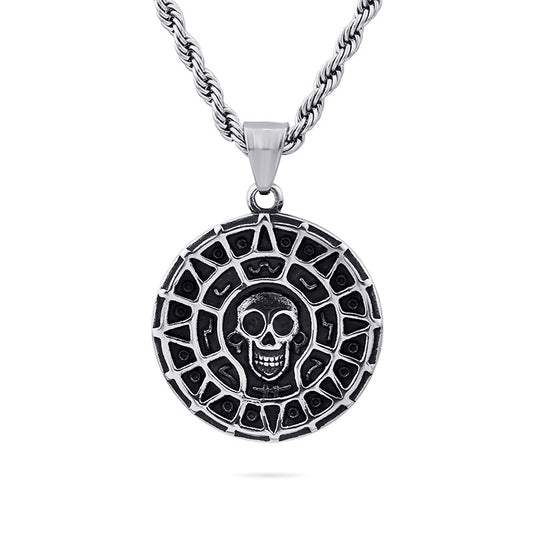 Men's Stainless Steel Punk Skull Pendant - Pirates of the Caribbean Inspired Ghost Head Jewelry