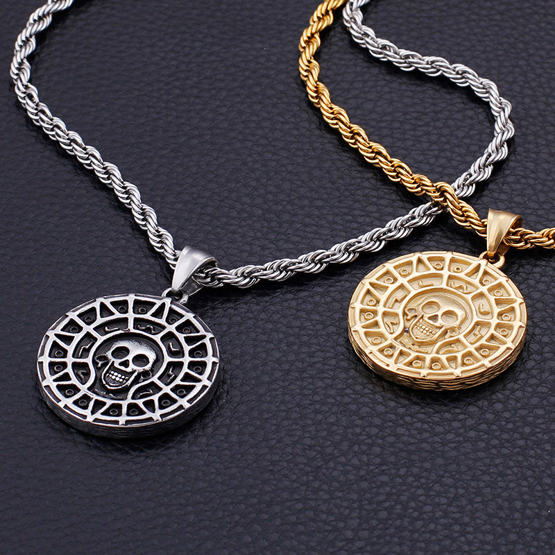 Men's Stainless Steel Punk Skull Pendant - Pirates of the Caribbean Inspired Ghost Head Jewelry