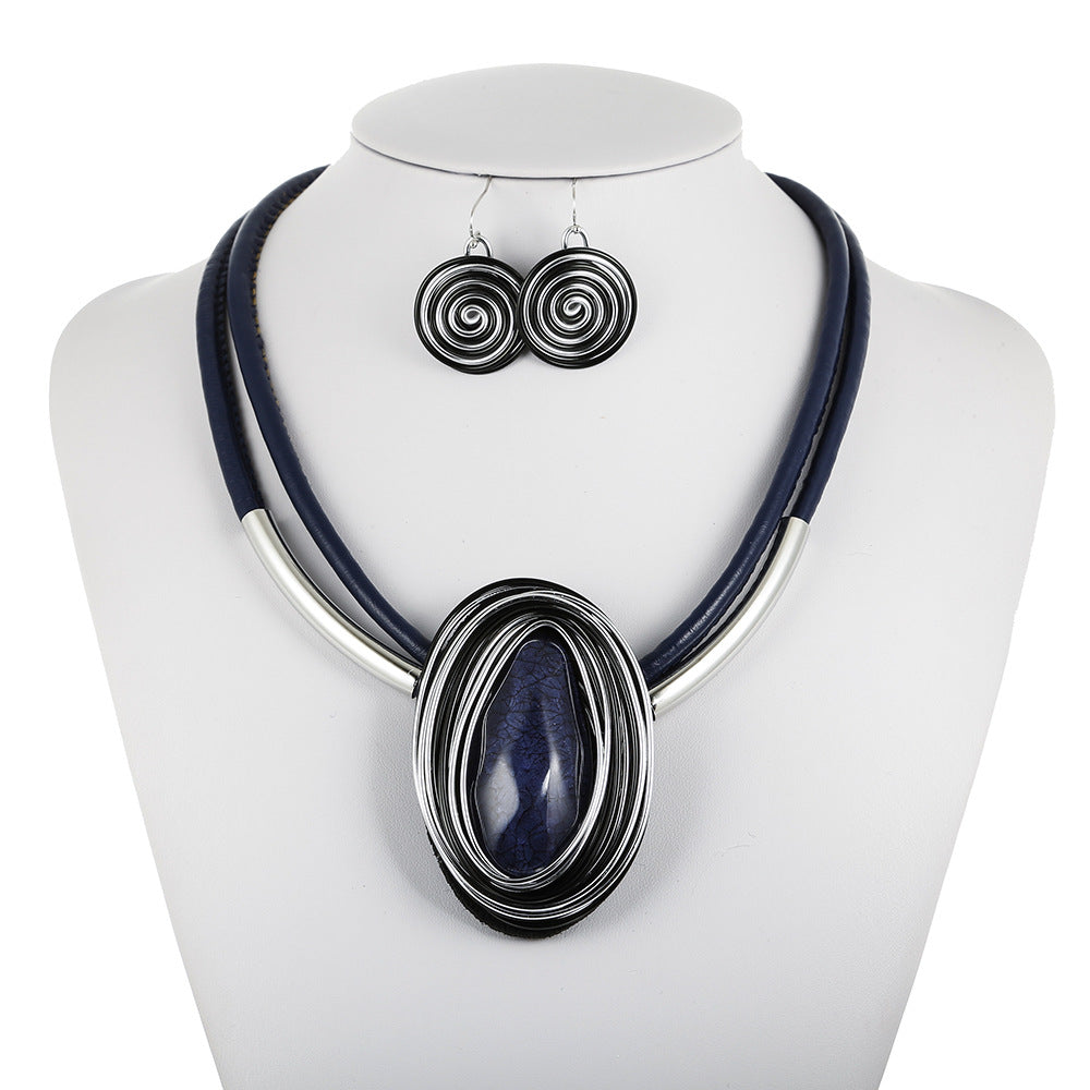 Bold Resin Pendant Necklace with European and American Flair - Stylish Amazon Jewelry with Aluminum Pendant