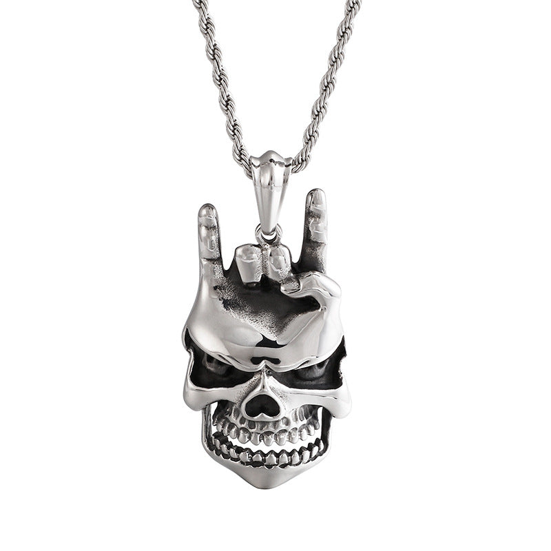 Skull Pendant with Hip Hop Style I Love You Gesture - Trendy Men's Accessory