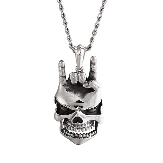 Skull Pendant with Hip Hop Style I Love You Gesture - Trendy Men's Accessory