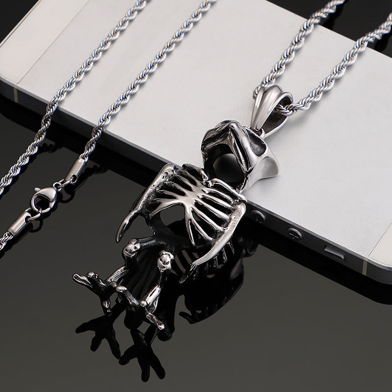 Majestic Owl Skeleton Stainless Steel Pendant for Men